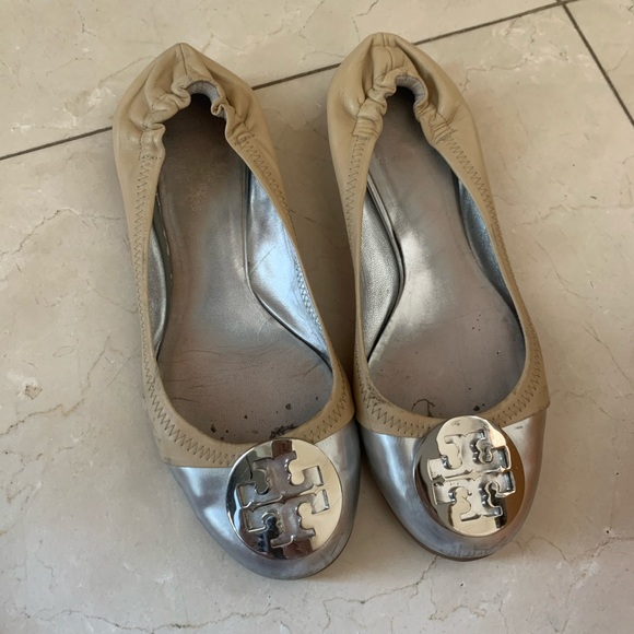 Tory Burch Silver/Cream Flats - Picture 2 of 3